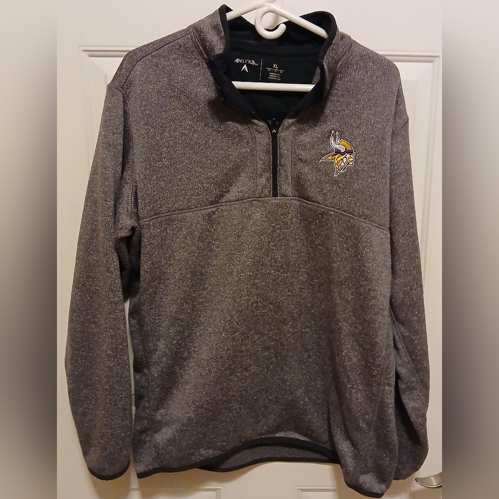 Men's Antigua Minnesota Vikings Fortune Quarter-Zip Pullover Sweater Mens Sz XL